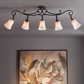 Image1 of Leaf and Vine White Glass 5-Light Track Fixture