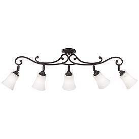 Image4 of Leaf and Vine White Glass 5-Light Track Fixture more views