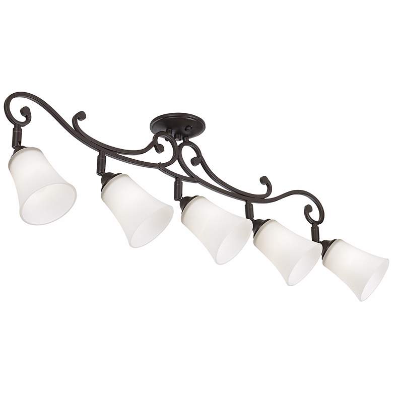 Image 6 Leaf and Vine White Glass 5-Light Track Fixture more views