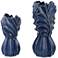 Leaf Dark Blue Modern Ceramic Jar Vases - Set of 2