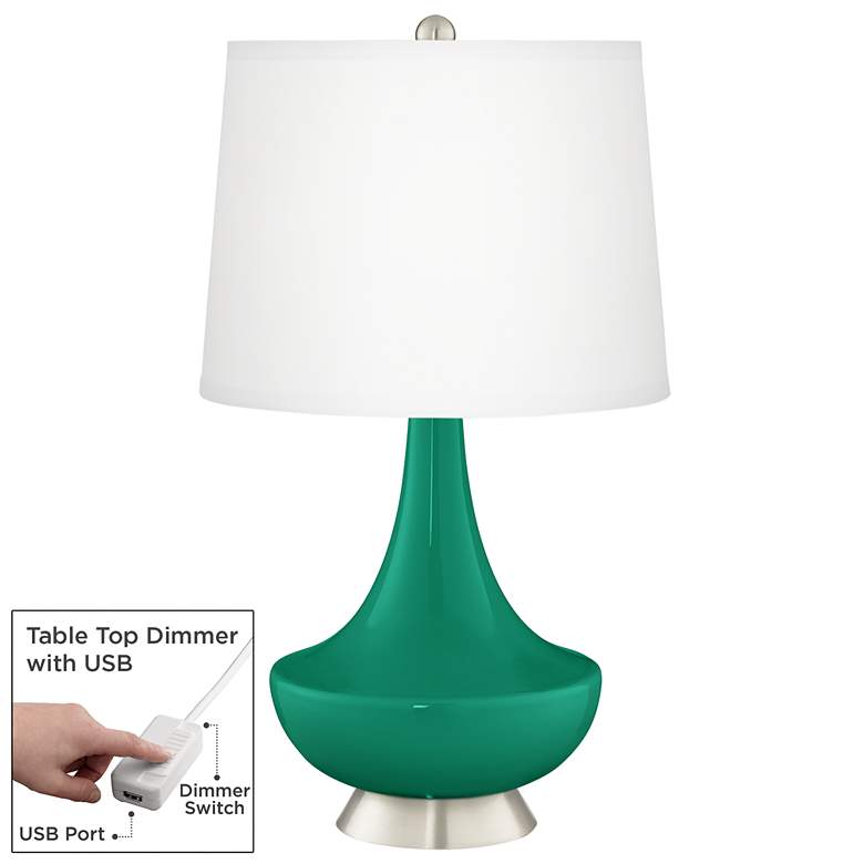 Image 1 Leaf Gillan Glass Table Lamp with Dimmer