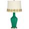 Leaf Green Anya Table Lamp with Flower Applique Trim