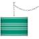 Leaf Green Bold Stripe Giclee Glow Plug-In Swag Pendant