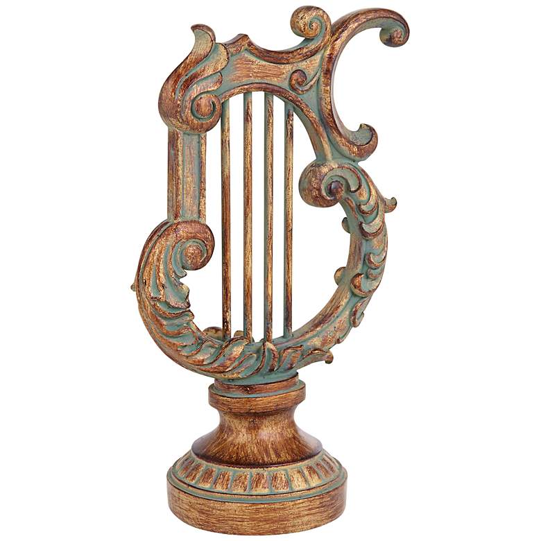 Image 1 Leaf Harp Washed Bronze 13 1/2 inch High Decorative Finial