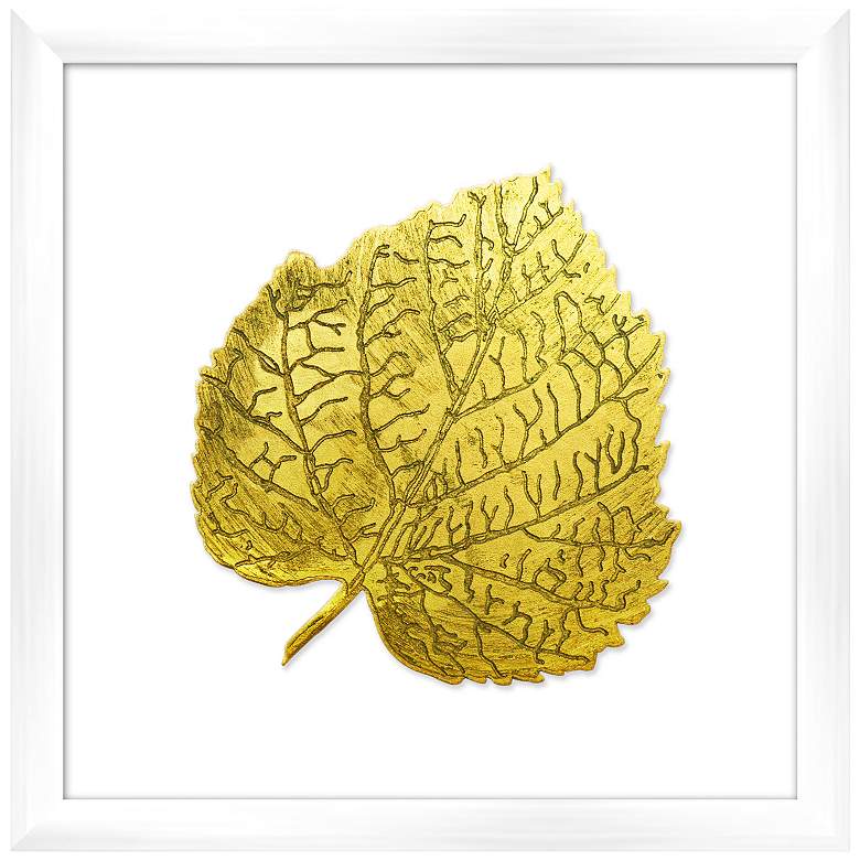 Image 1 Leaf in Gold 16 inch Square Framed Wall Art