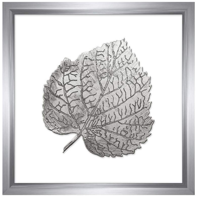Image 1 Leaf in Silver 16" Square Framed Wall Art