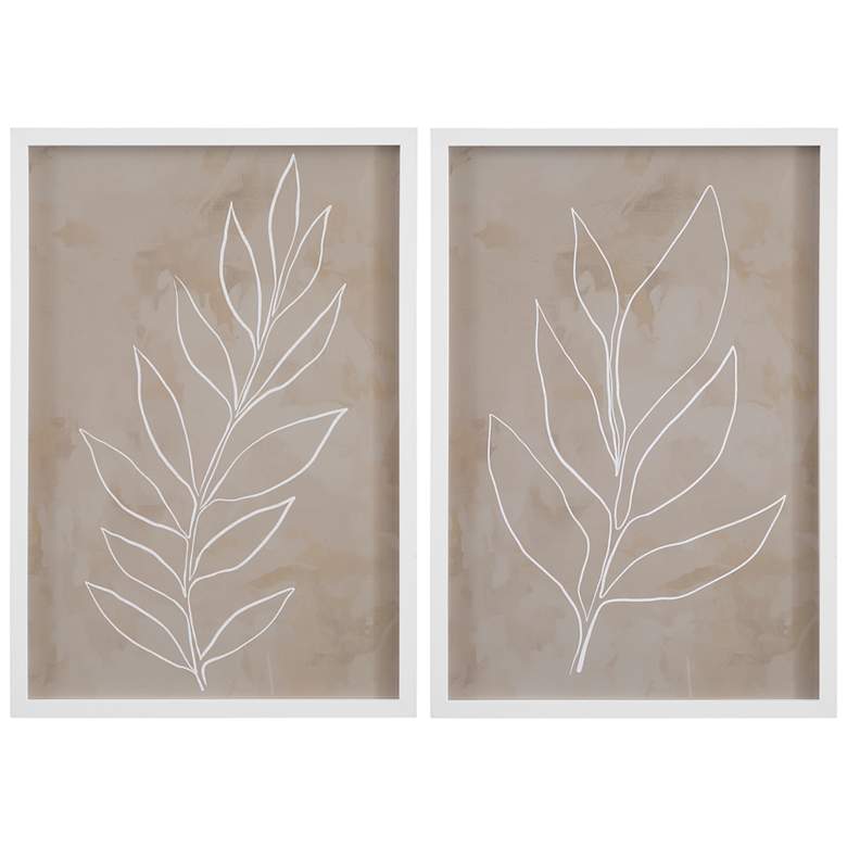 Image 1 Leaf Line Art 38" x 26" Framed Print Set of 2