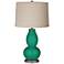 Leaf Linen Drum Shade Double Gourd Table Lamp