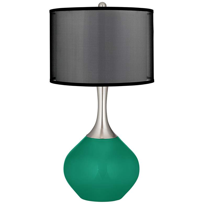 Image 1 Leaf Spencer Table Lamp with Organza Black Shade