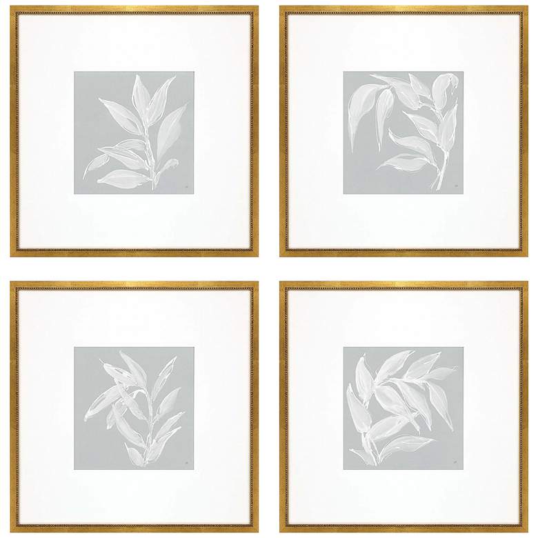 Image 2 Leaf Study 20 inch Square 4-Piece Giclee Framed Wall Art Set