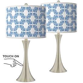 Image1 of Leaf Symmetry Trish Brushed Nickel Touch Table Lamps Set of 2