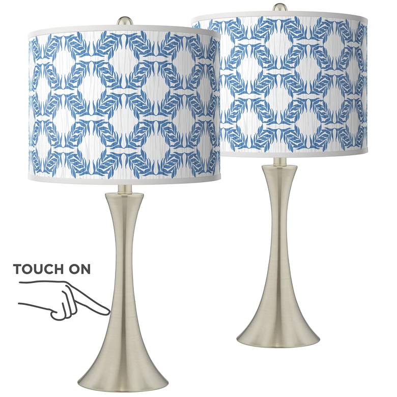 Image 1 Leaf Symmetry Trish Brushed Nickel Touch Table Lamps Set of 2