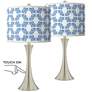 Leaf Symmetry Trish Brushed Nickel Touch Table Lamps Set of 2