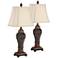 Leafwork Bronze Vase Table Lamps Set of 2 with USB Cord Dimmers