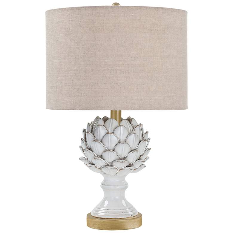Image 2 Leafy Artichoke Off-White Ceramic Accent Table Lamp