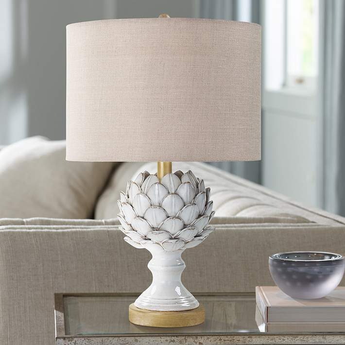 Off-White & Brass Artichoke Table Lamp in Neoclassical Style – 121  Consignment Furniture