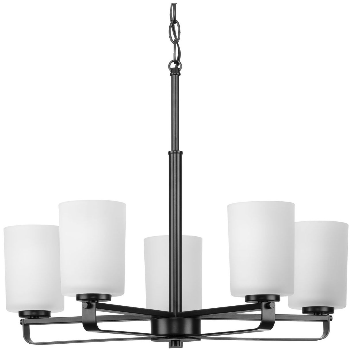 League Collection Five-Light Etched Glass Chandelier Light