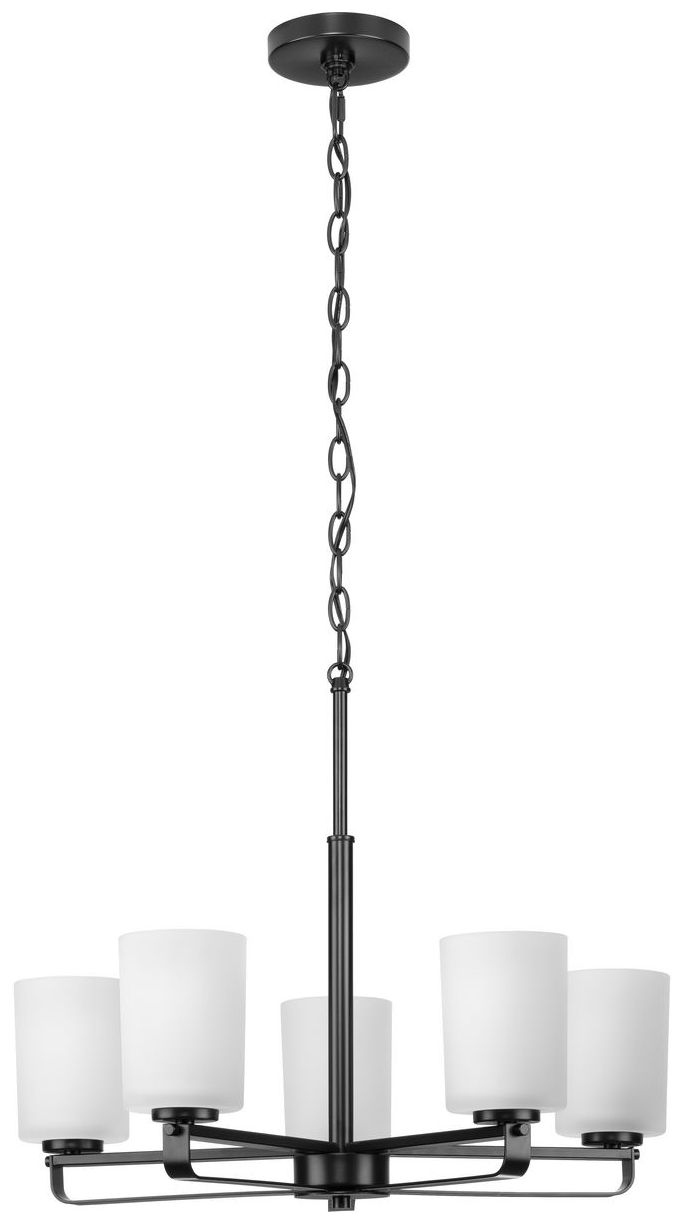 Image 5 League Collection Five-Light Etched Glass Chandelier Light more views