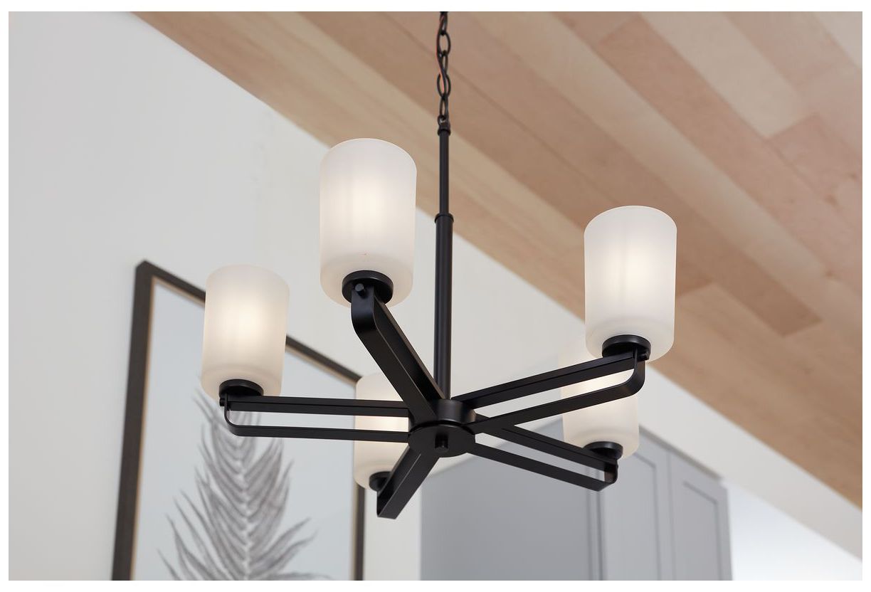 League Collection Five-Light Etched Glass Chandelier Light