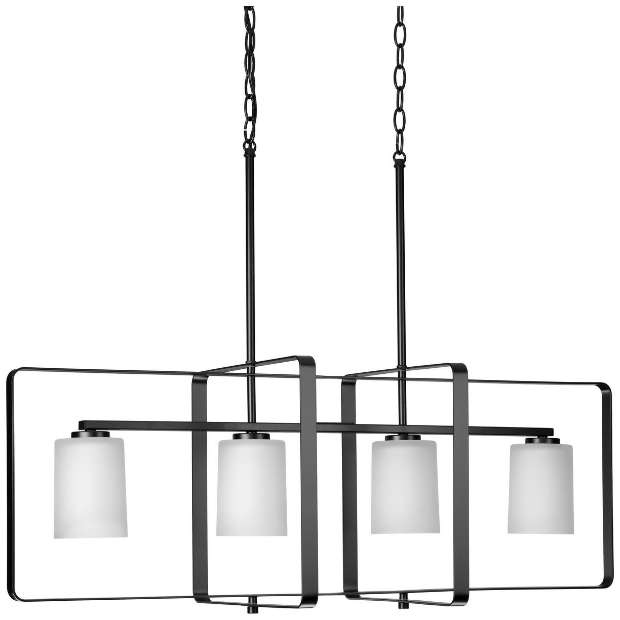 League Collection Four-Light Etched Glass Chandelier Light