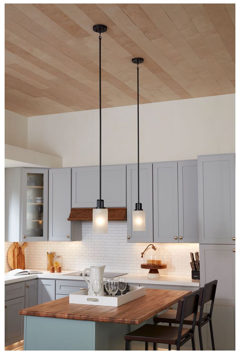 League Collection One-Light Etched Glass Mini-Pendant Hanging Light