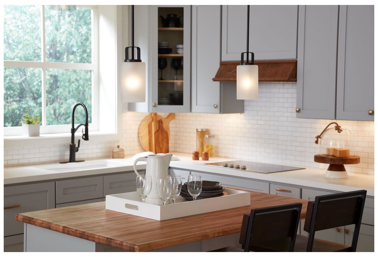 League Collection One-Light Etched Glass Mini-Pendant Hanging Light