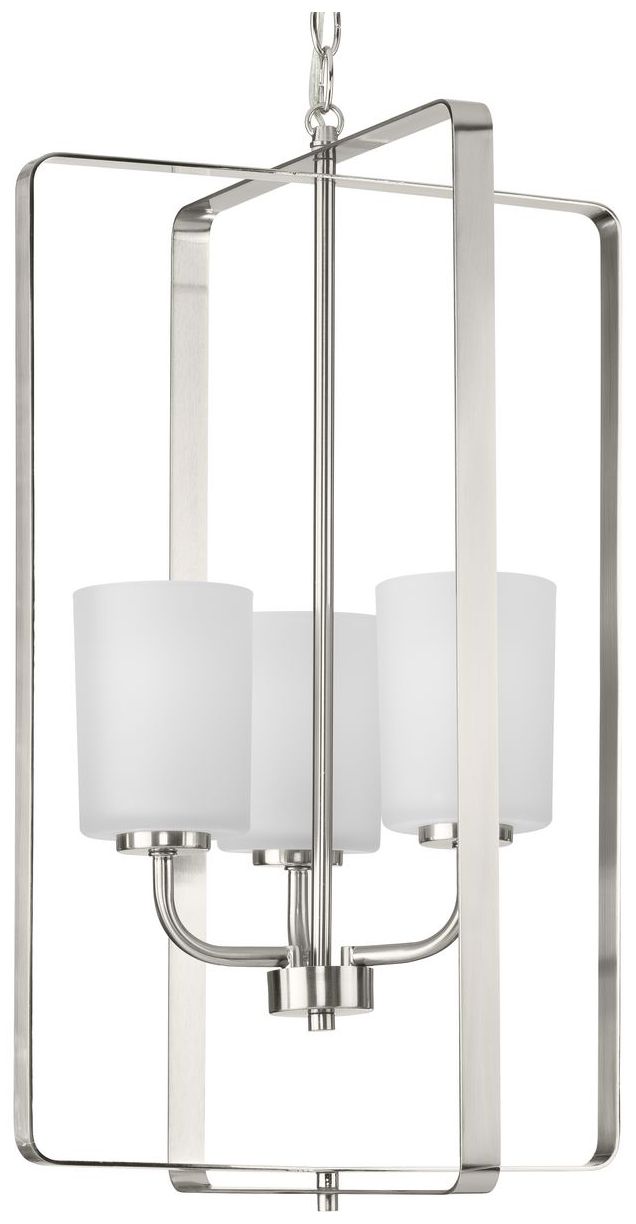 League Collection Three-Light Etched Glass Foyer Chandelier Light