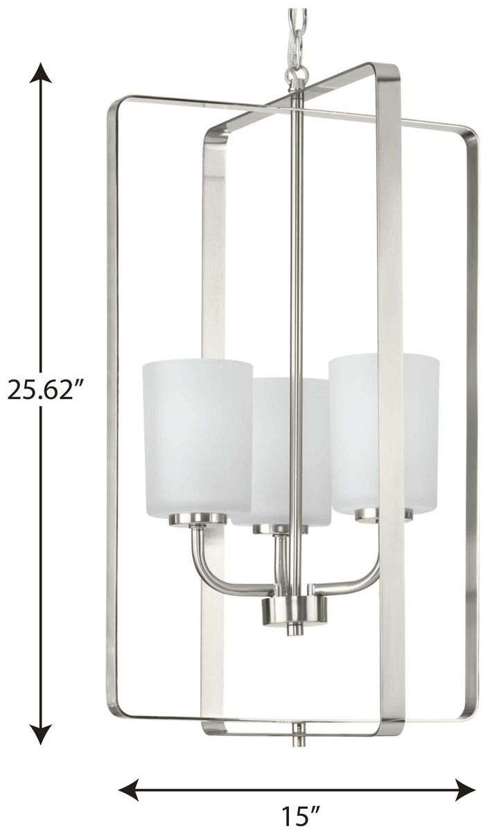 Image 4 League Collection Three-Light Etched Glass Foyer Chandelier Light more views