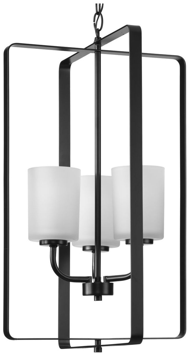 League Collection Three-Light Etched Glass Foyer Chandelier Light