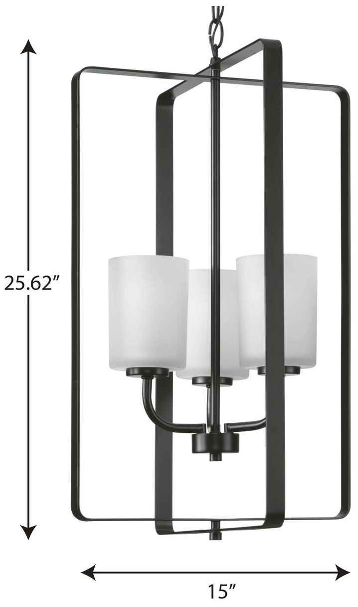 Image 4 League Collection Three-Light Etched Glass Foyer Chandelier Light more views