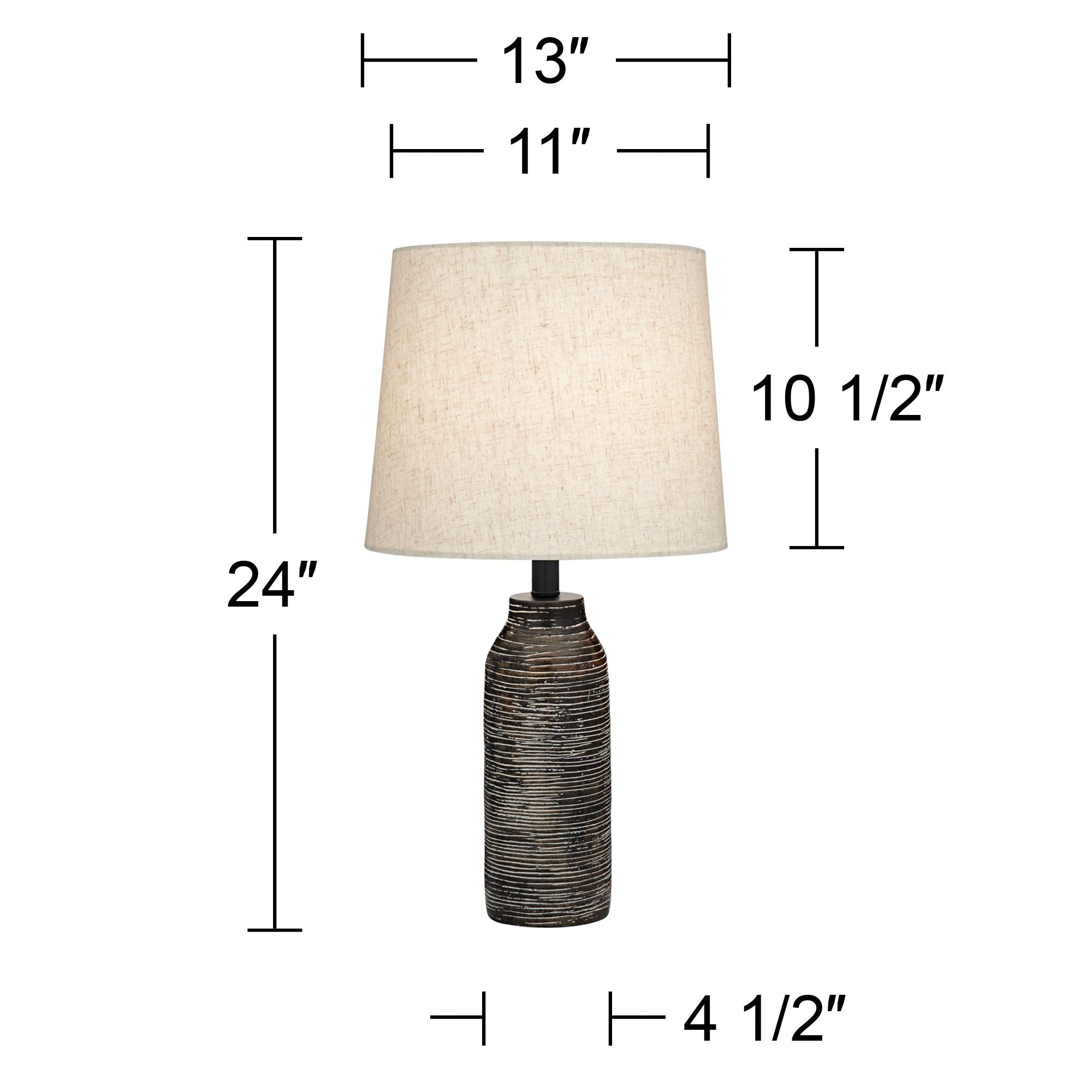 Leah 24" Modern Rustic Black Finish Table Lamps Set of 2