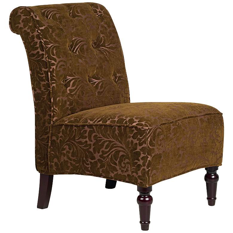 Image 1 Leah Brown Velvet Floral Armless Chair