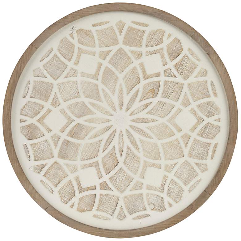 Image 1 Leah Medallion 27 inch Round Wood Framed Wall Art