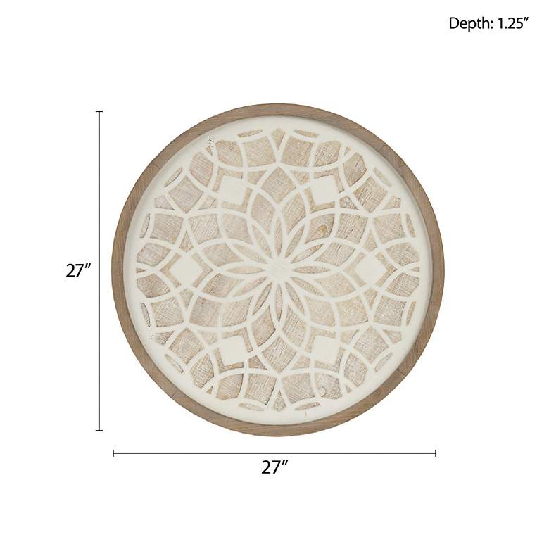 Image 6 Leah Medallion 27" Round Wood Framed Wall Art more views