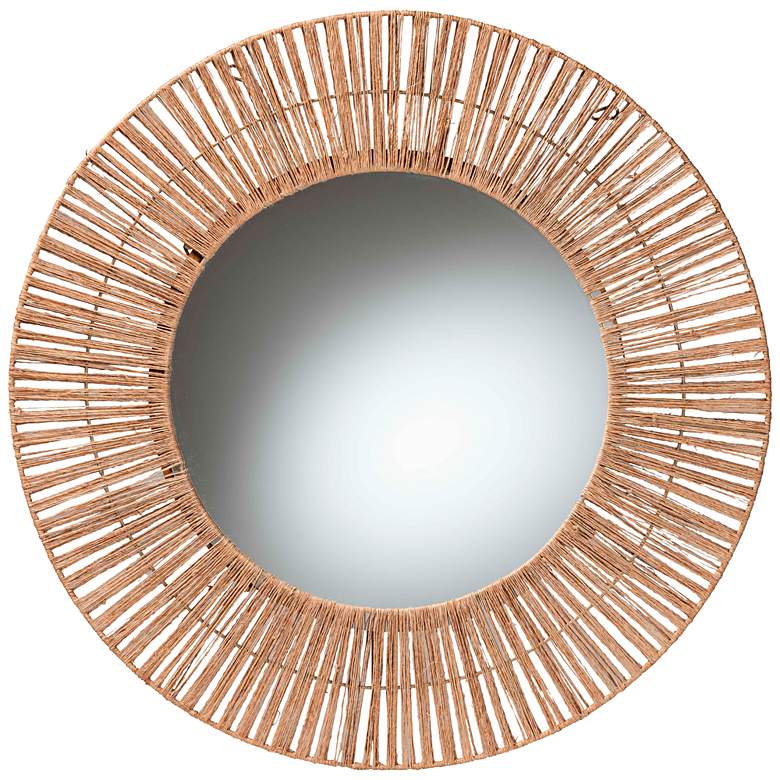 Image 2 Leala Natural Brown Jute 31 1/2" Round Wall Mirror