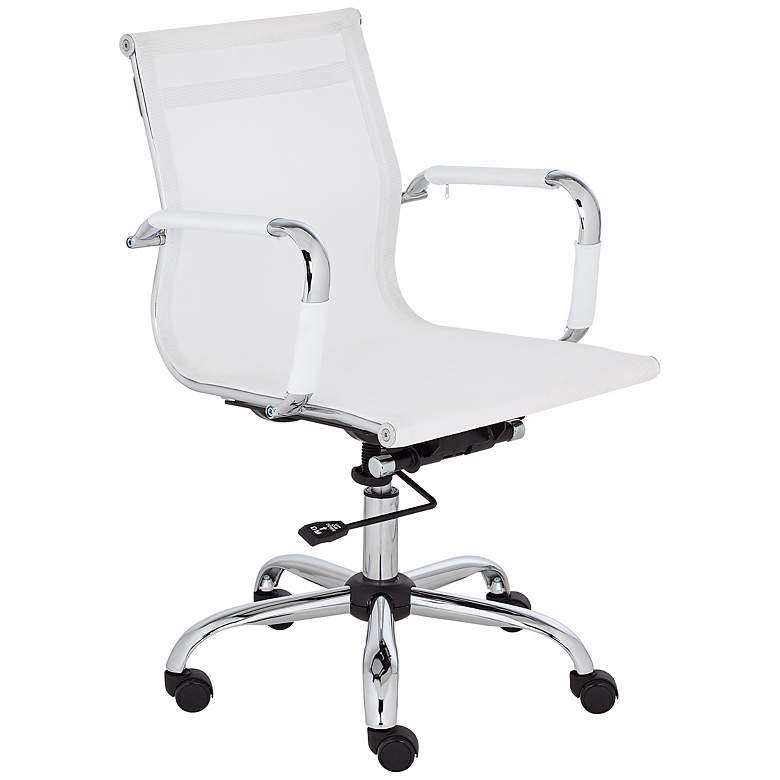 Image 3 Lealand White and Chrome Low Back Desk Chair