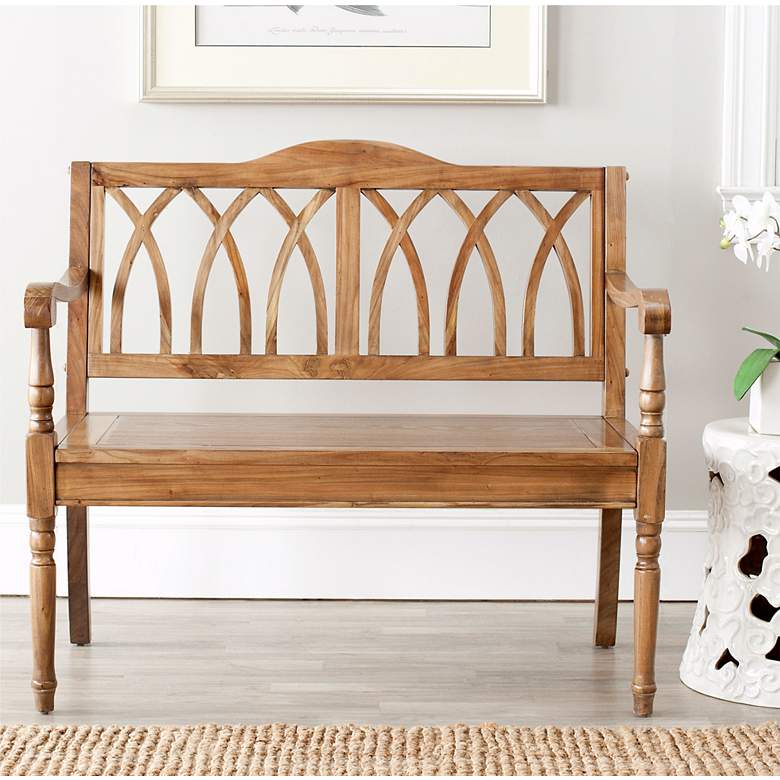 Image 2 Leamington Oak Wood 40" Wide Bench more views