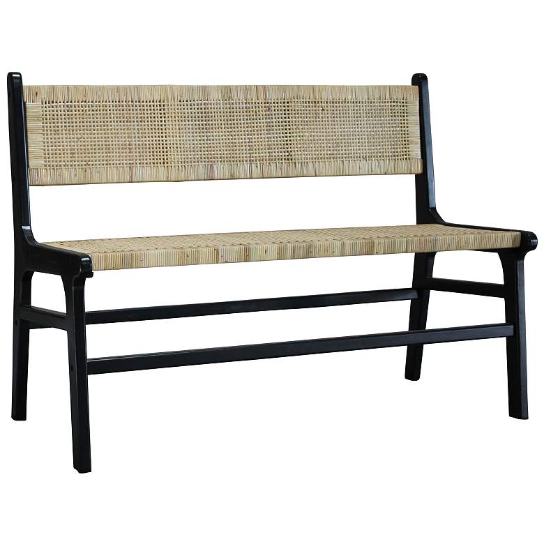 Image 1 Leana 47 1/4" Wide Black and Natural Rattan Dining Bench