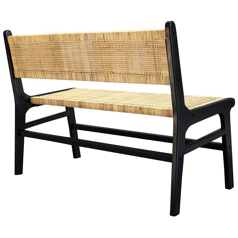 Image 3 Leana 47 1/4" Wide Black and Natural Rattan Dining Bench more views