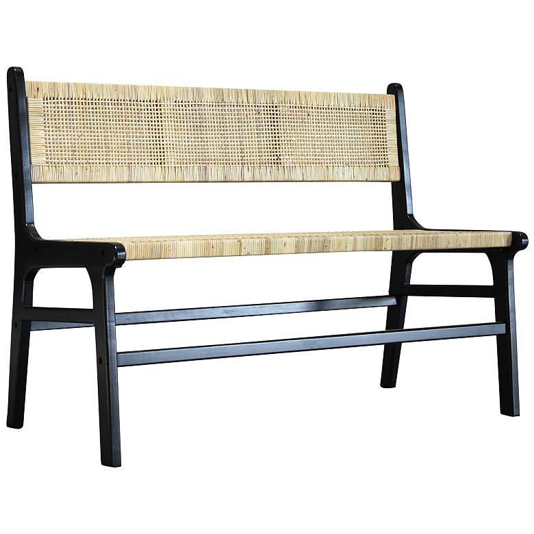Image 4 Leana 47 1/4" Wide Black and Natural Rattan Dining Bench more views