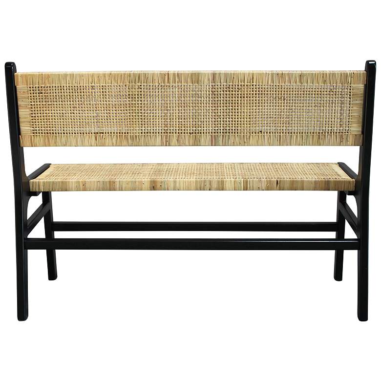 Image 7 Leana 47 1/4" Wide Black and Natural Rattan Dining Bench more views