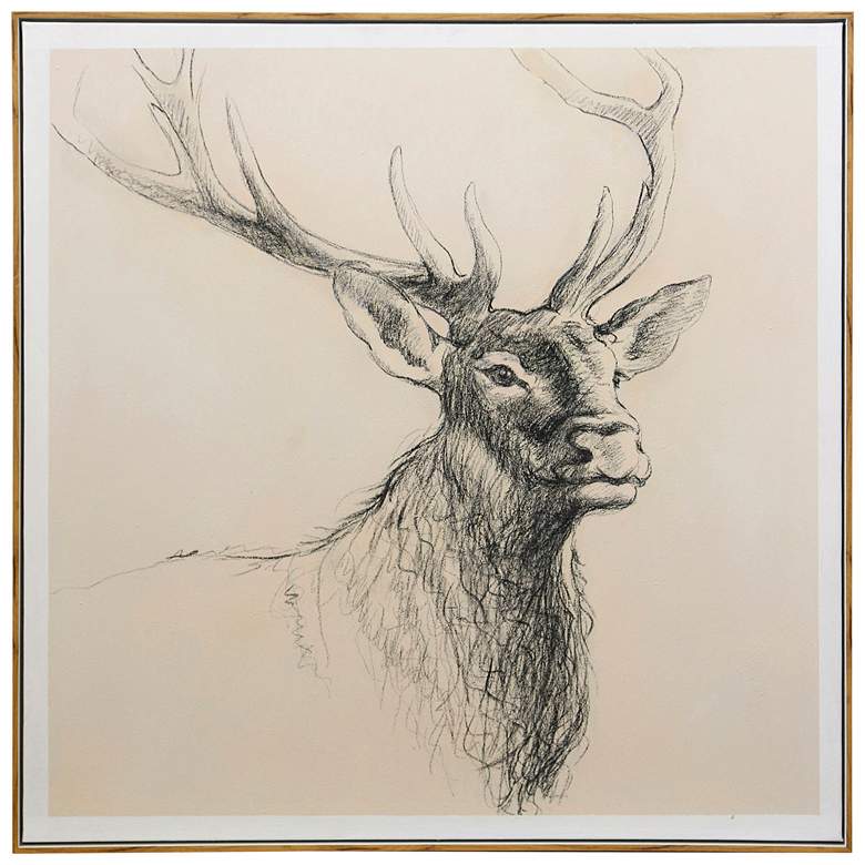 Image 1 Leander 1 Multi Color Animal Oil Painting with Wood Grain Frame Wall Art