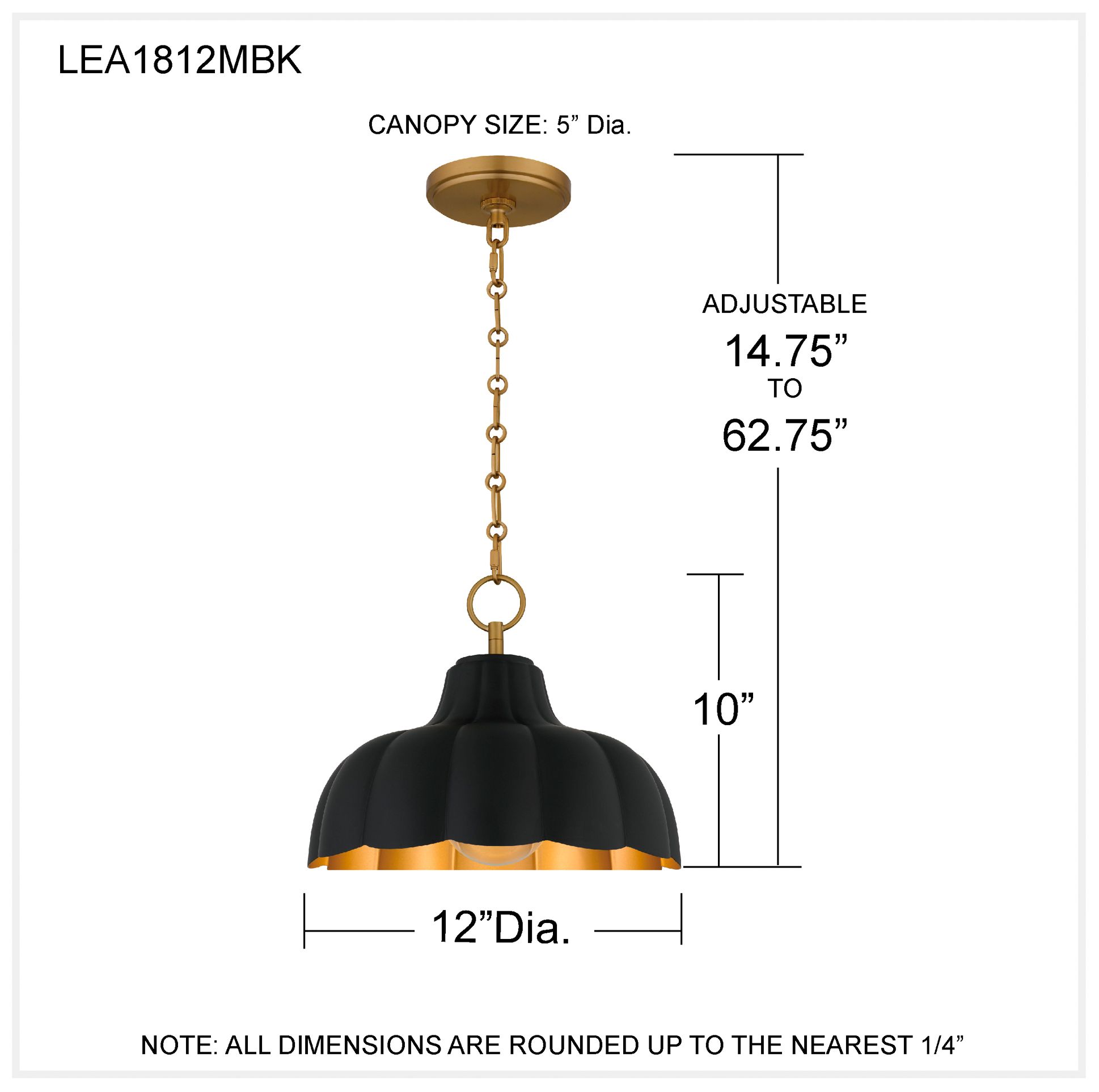 Leanne 1-Light Matte Black Pendant Light