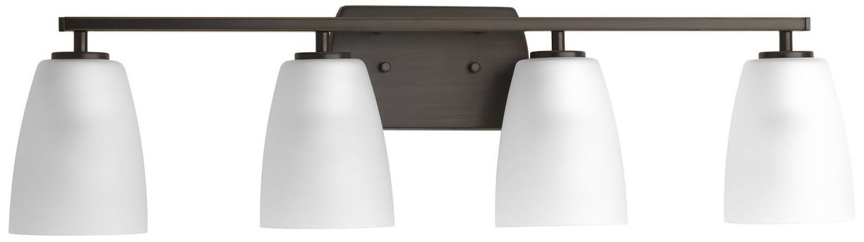 Leap Collection Four-Light Etched Glass Modern Bath Vanity Light