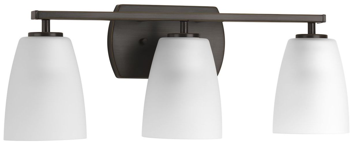 Leap Collection Three-Light Etched Glass Modern Bath Vanity Light