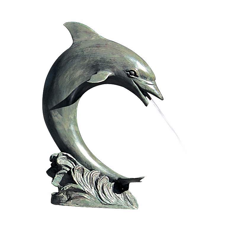 Image 2 Leaping Dolphin 28" High Pond Spitter Fountain