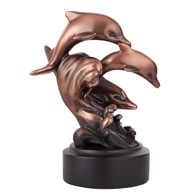 Image 1 Leaping Dolphins 6 1/2 inch High Table Sculpture