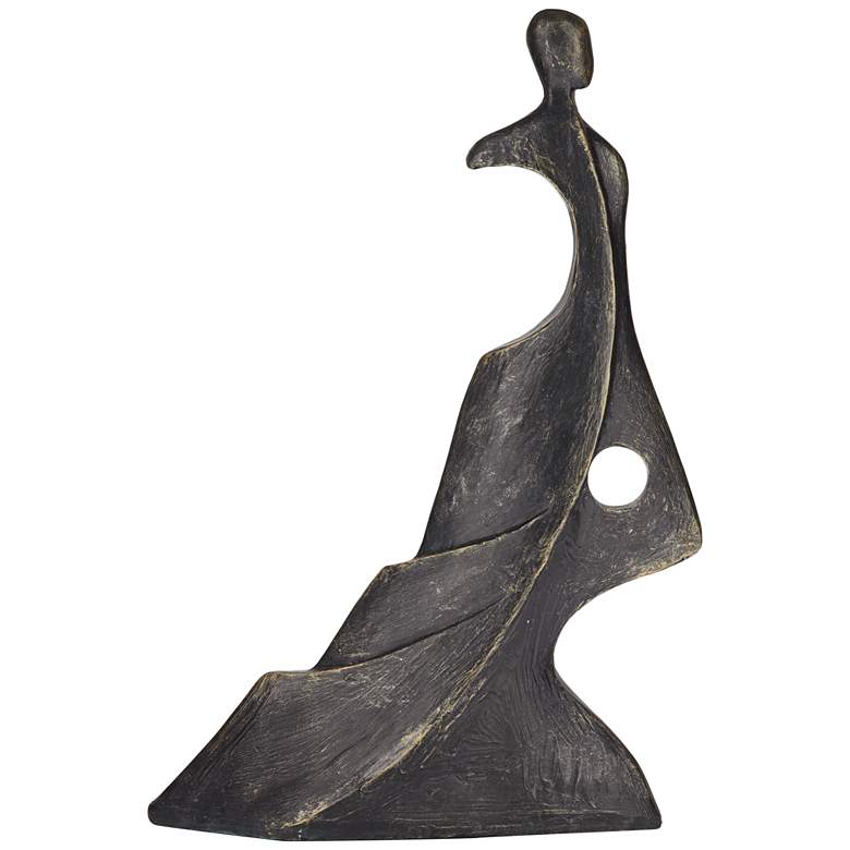 Image 2 Leaping Woman 12" High Smooth Bronze Statue