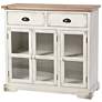 2_Leary 34"W Antique White and Natural 2-Drawer 3-Door Cabinet