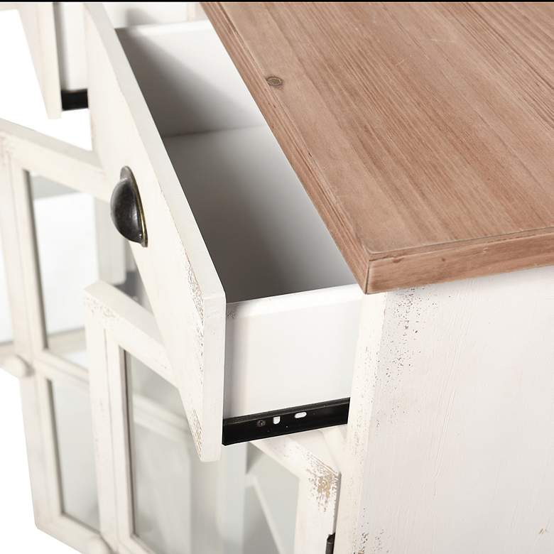 Image 4 Leary 34"W Antique White and Natural 2-Drawer 3-Door Cabinet more views
